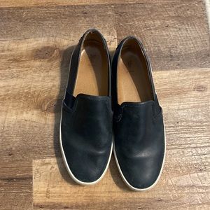 FRYE Black Leather Slip On Sneakers
